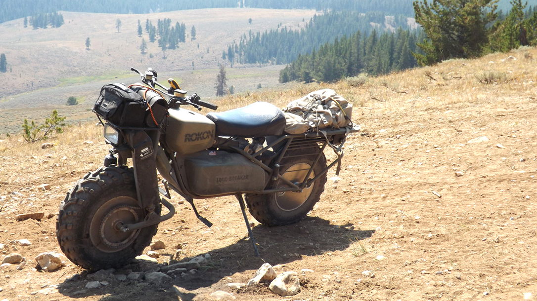 Rokon Motorcycle trail breaker outside