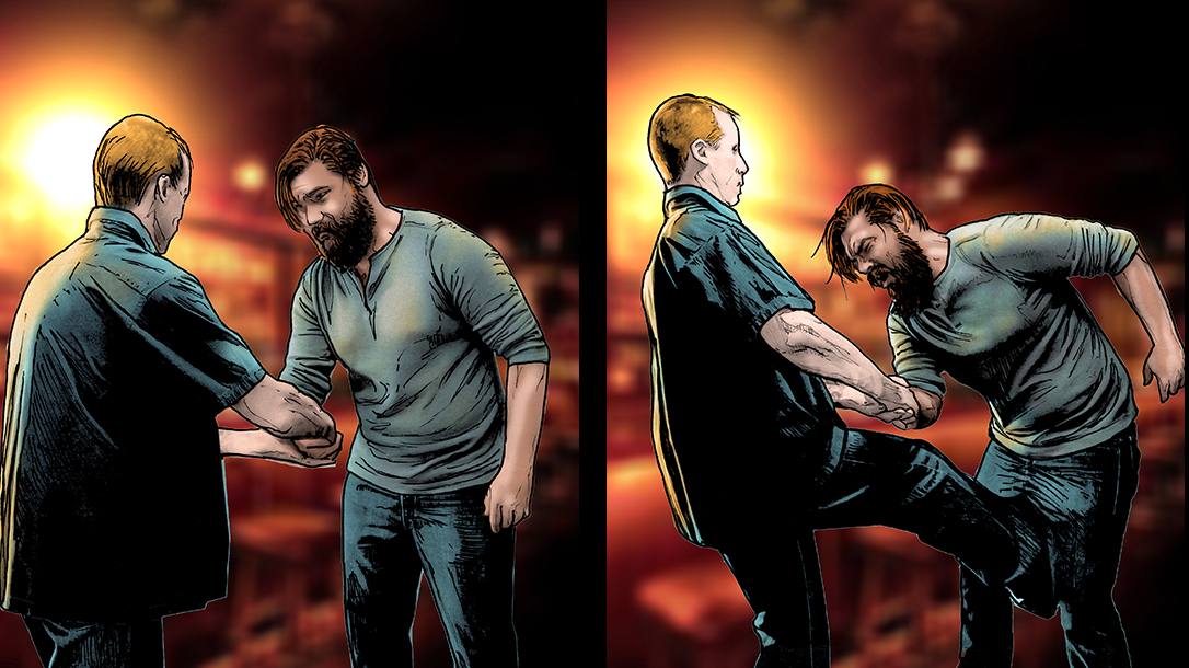 Kicking a man in his family jewels is a low blow, but remember, in a bar fight, there are no rules.