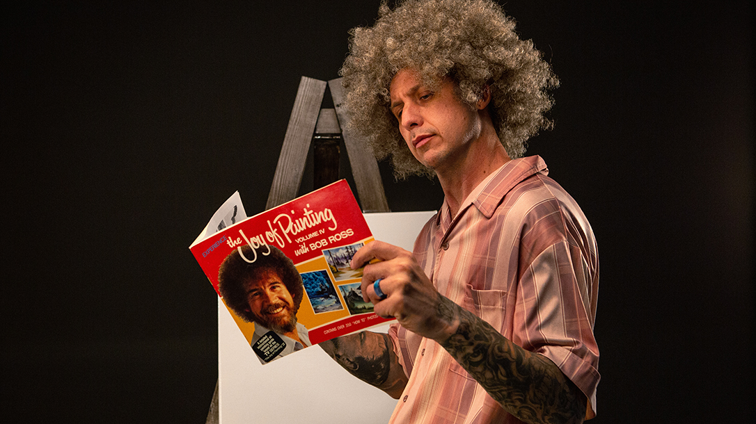 Ben channeling Bob Ross before he attempts to paint.