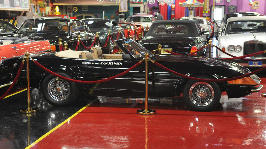 The 1972 Ferrari Daytona Spyder Sits in a showroom in Volo, Illinois. 