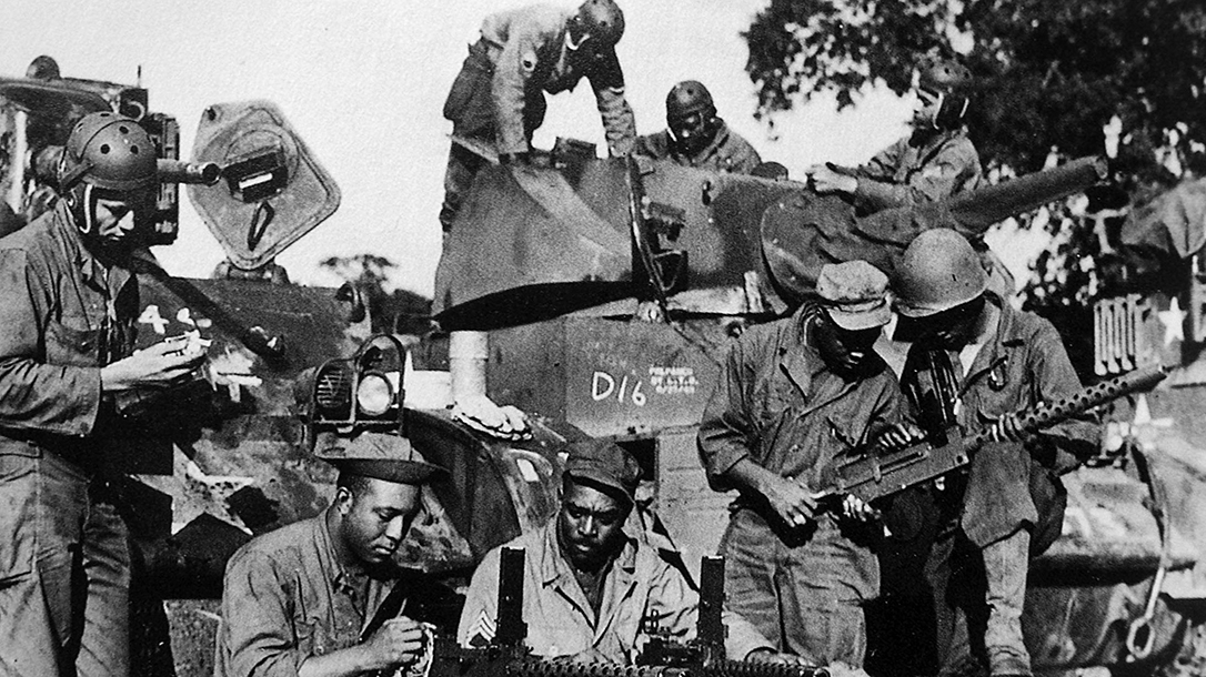 Soldiers preparing for battle.