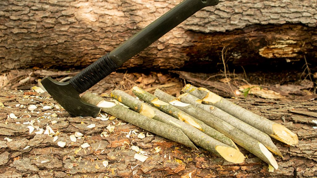The Case Winkler Pack Axe did great at finer carving/whittling chores like carving out the notches for my tarp stakes.