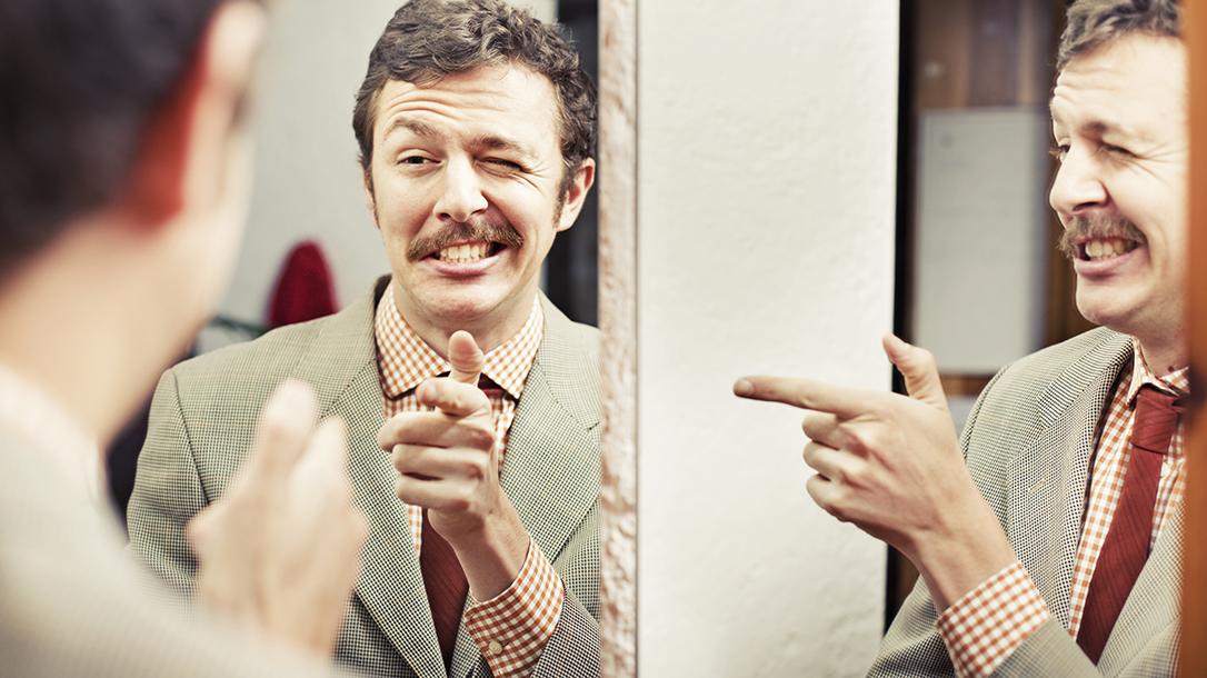 A narcissist looking at his reflection in the mirror!