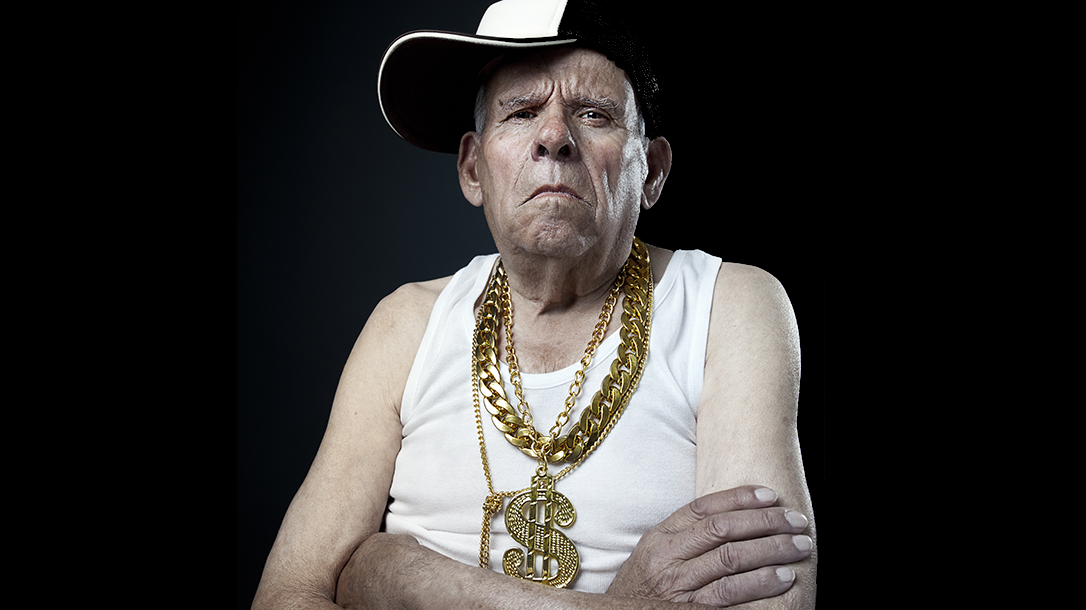 Fun picture of an old man who loves music!