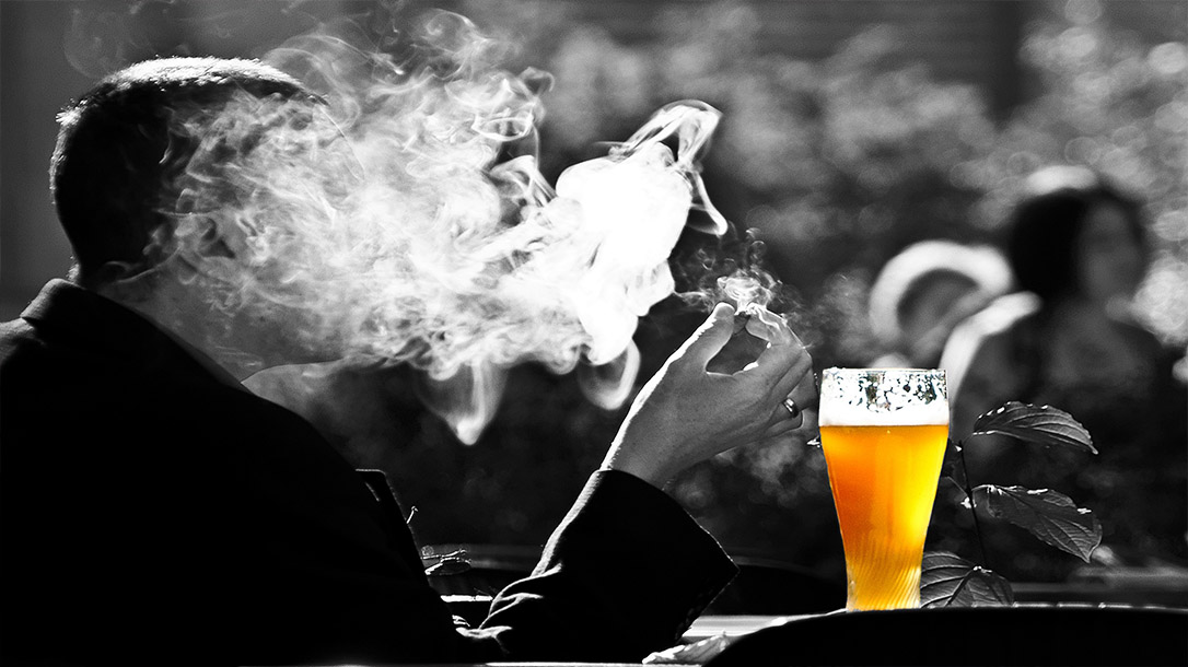 Perhaps one of the finest things in life, booze and a good cigar.