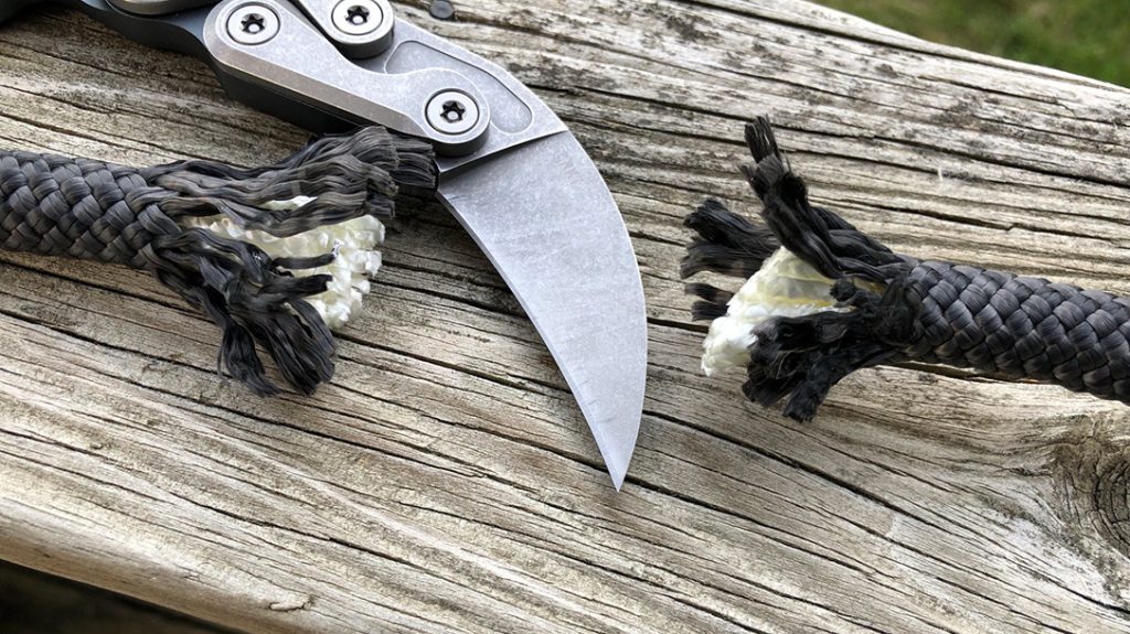 One slash completely severed this half-inch climbing rope.