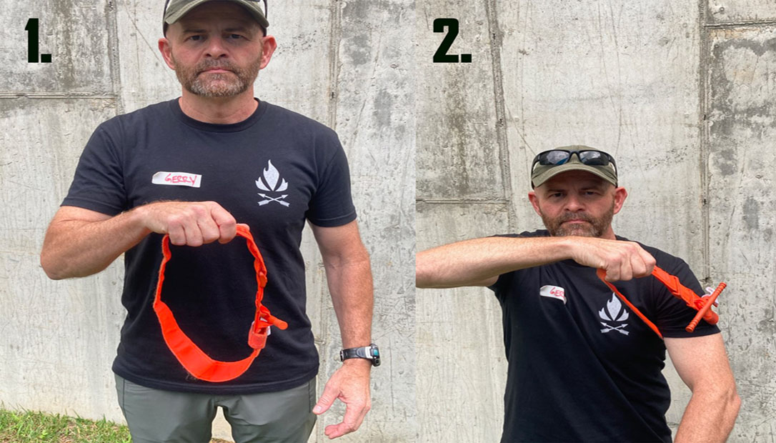 Following the steps to applying a tourniquet correctly.