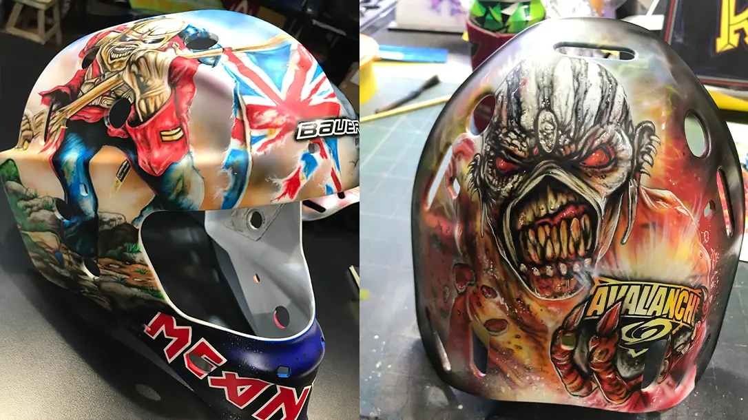 His iconic hockey helmets are truly jaw dropping.
