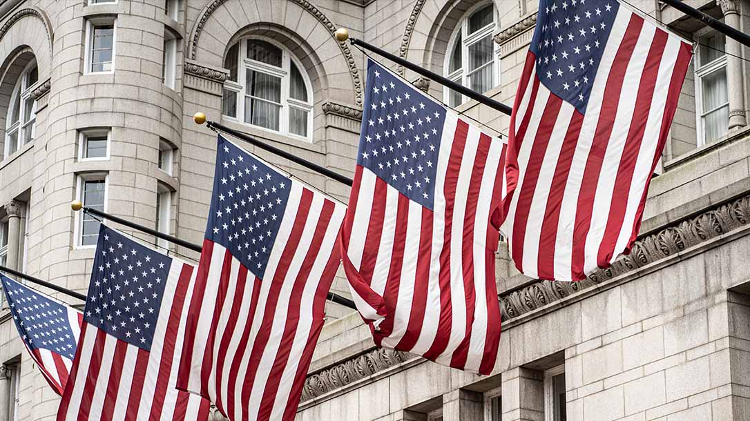 The American flag should be on display every day, with exceptions. It should be brought inside during inclement weather, such as rain, heavy wind, or snowstorms. 