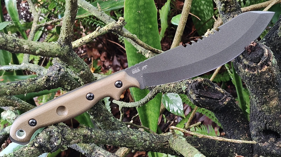 The TOPS Knives Brush Wolf offers a uniquely shaped, highly functional blade.