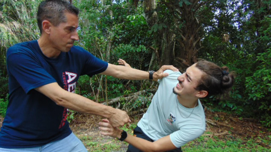 Finally, it all else fails, either due to the attacker’s physical size or you’re lack of applying enough pain or force where needed, you can always try for the fingers of your foe’s locked hand.