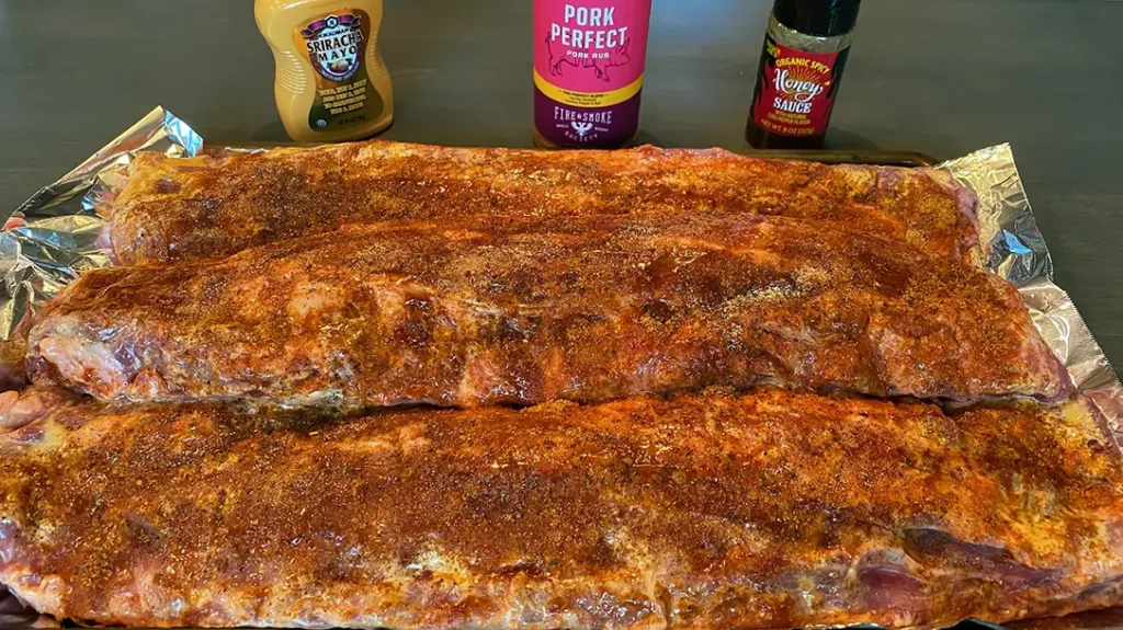 The 3-2-1 BBQ smoking method starts the night before with a pre-rub. 