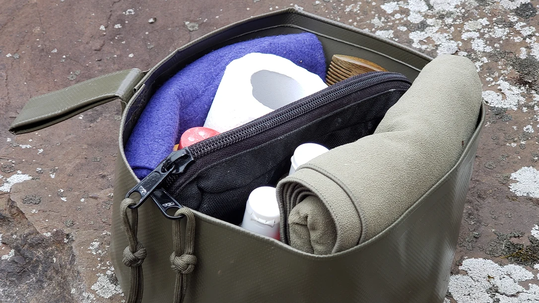 All you need to maintain good camp hygiene fits into the footprint of your wash bin.