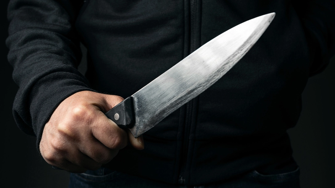 Slasher movies often make use of large knife attacks.
