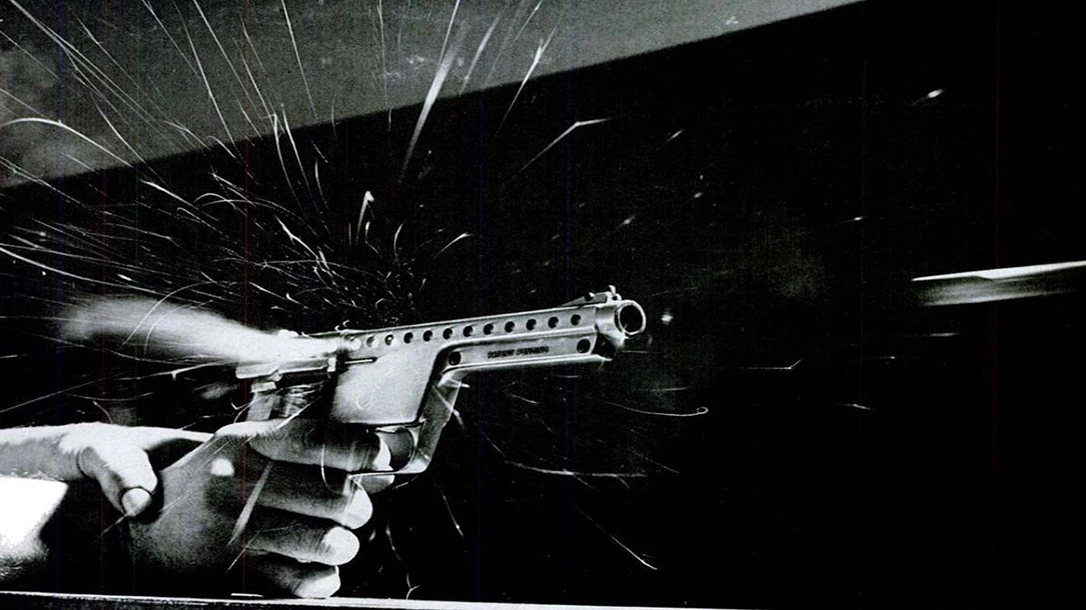A rocket shooting hand gun for war.