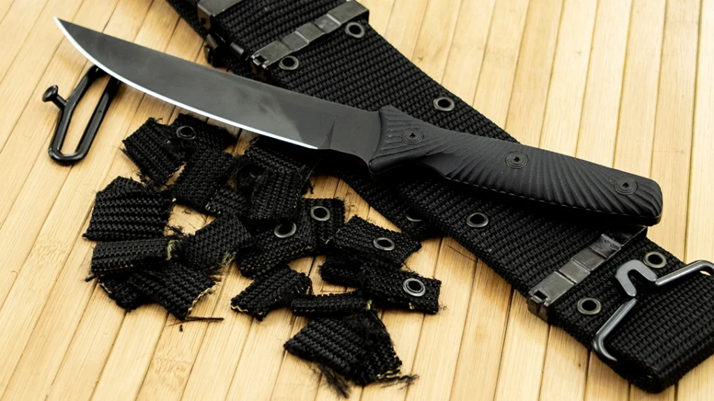 For this test, I cut off slices of the belt and then bisected each slice.