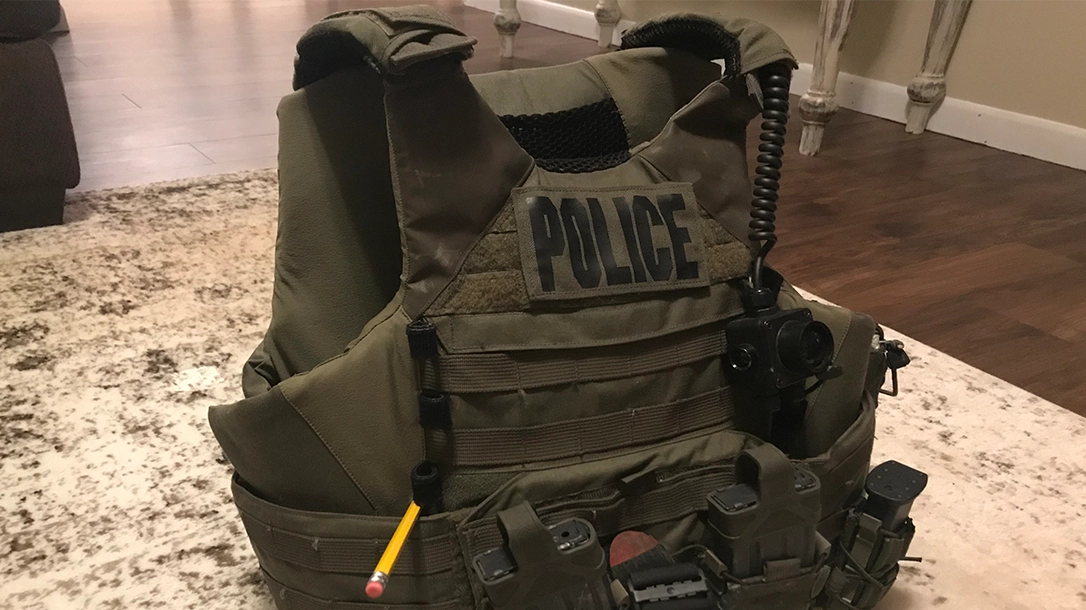 The vest that saved his life from Armor Express.