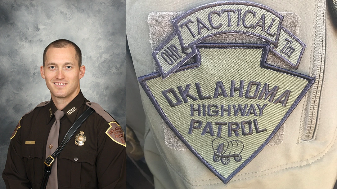 Oklahoma Highway Patrol patch and Sammy.