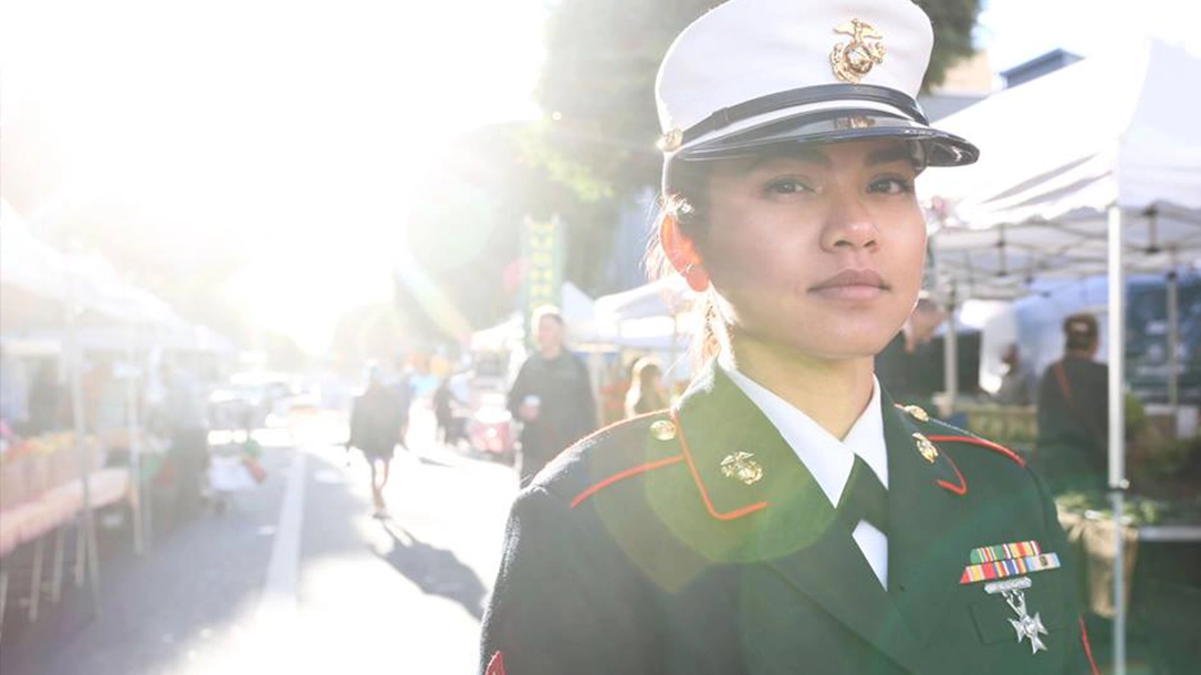 Leaphy Khim in Marine Corps dress blues.