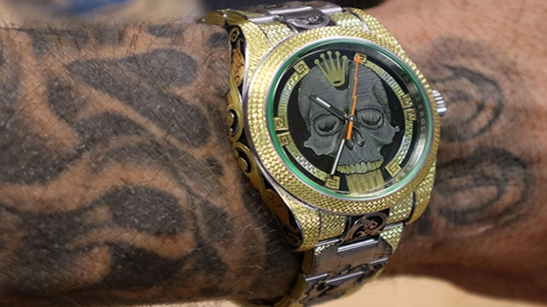 A bespoke watch worn by editor Ben Tirpak, masterly crafted by Jeff Parke.