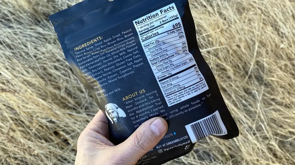 Nutritional information for Grenbelly foods. 