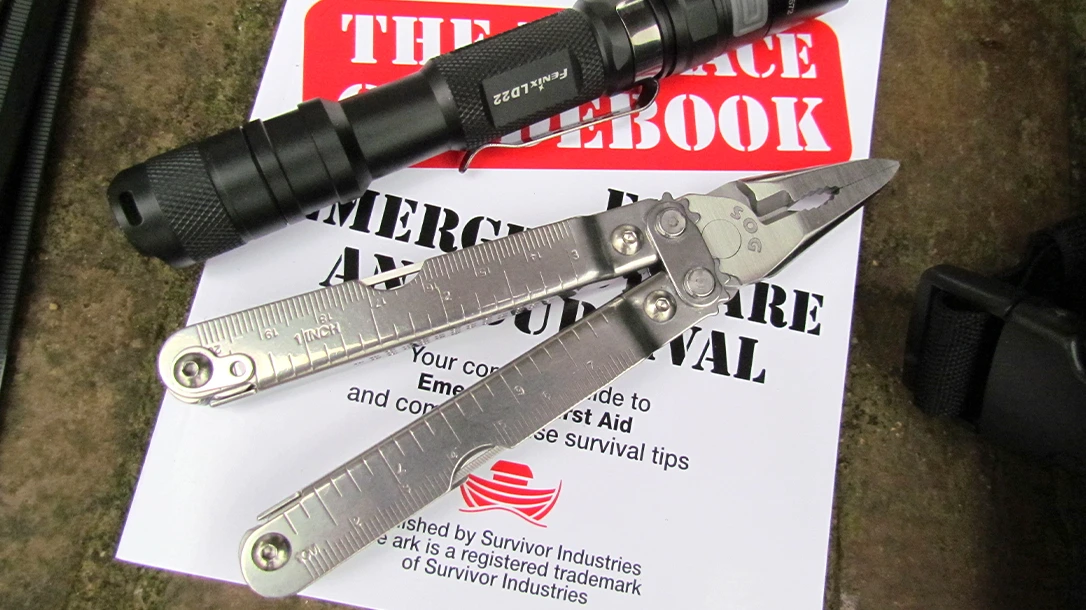 proper multitool will have a blade and a pair of pliers. A flashlight is nice, but keeping the batteries fresh takes discipline.
