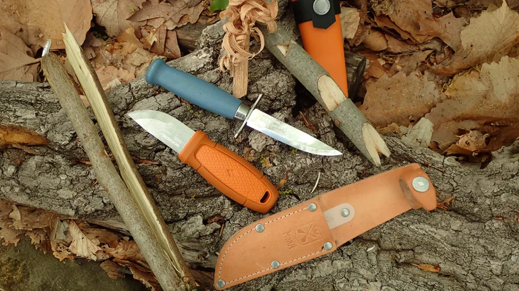 Morakniv offers two reliable knives for young outdoor enthusiasts - the Eldris (left) and the Scout 39. Both knives are safe and practical options for kids.