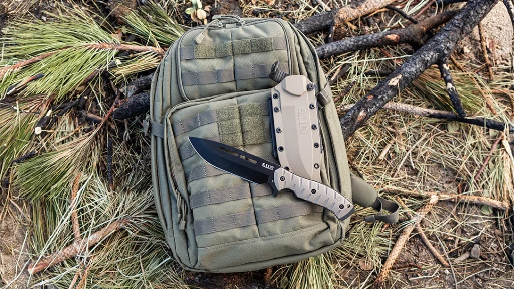 The nylon sheath offers multiple attachment points for ultimate versatility.