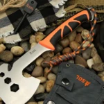 The SOL Stoke Camp Hatchet is ideal for adventures, featuring a full-tang 420 stainless steel blade and an ergonomic handle.