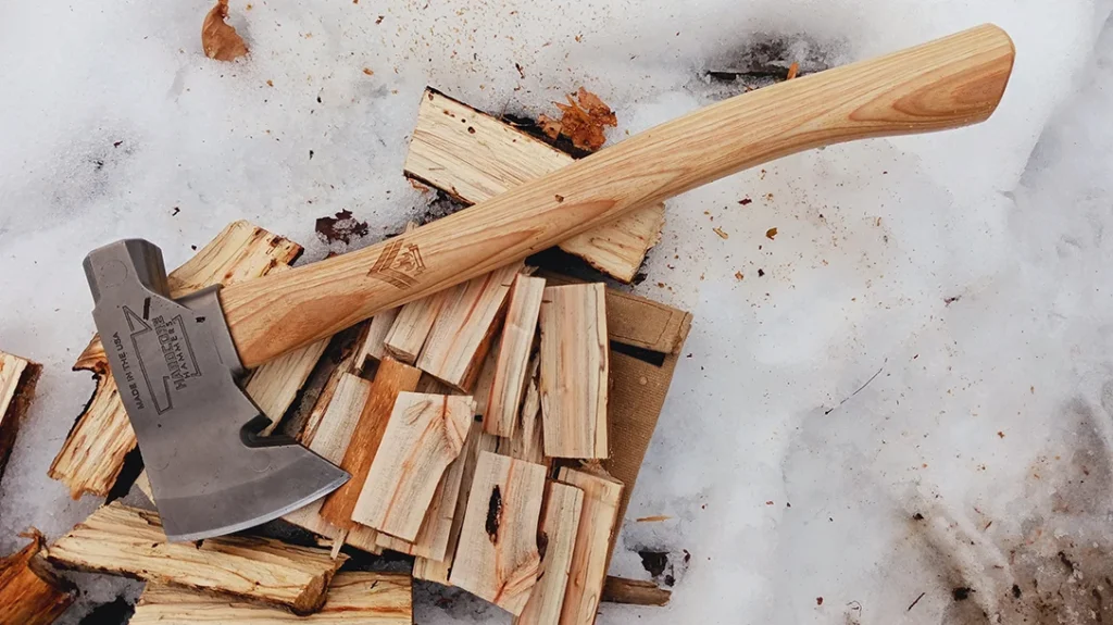Chopping through the wide-diameter white oak was a powerful display by the Survivalist Hatchet, and performed well.