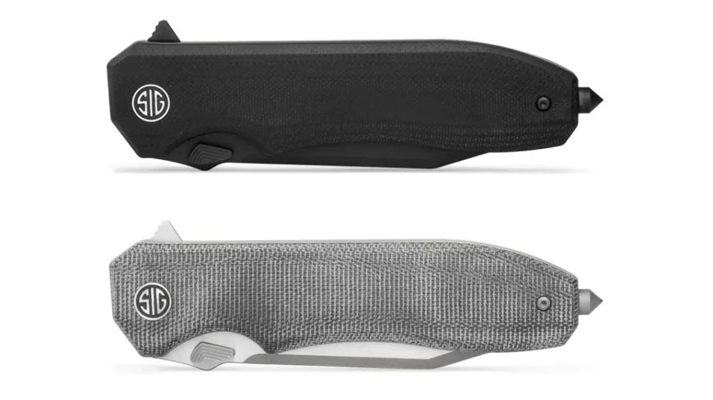 The knife is available in both straight and serrated edges.