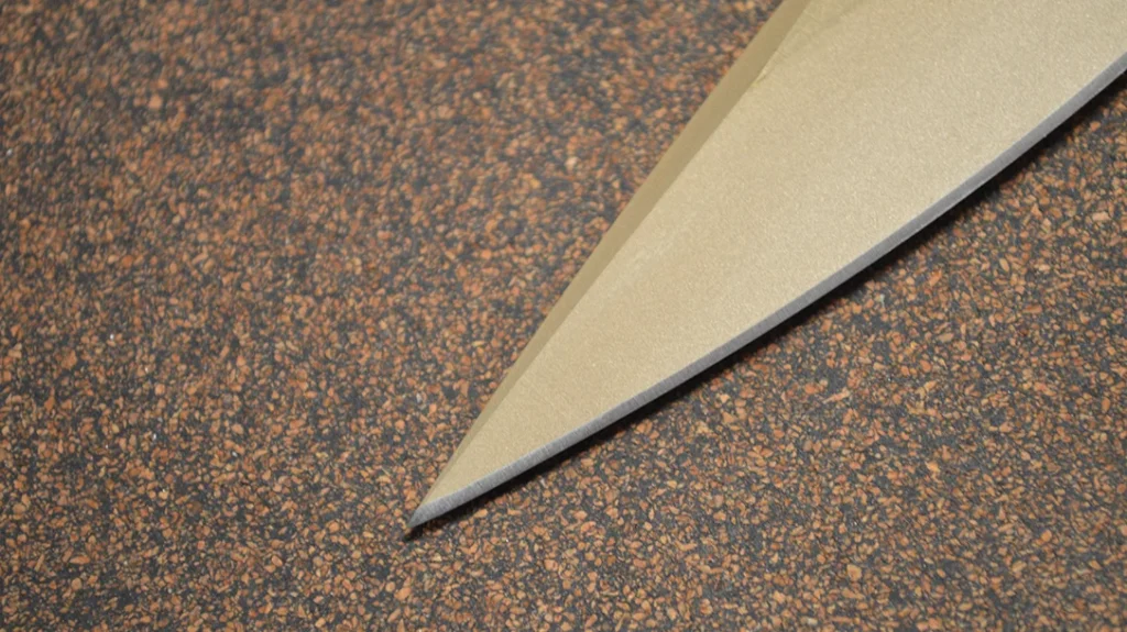 The blade is a spear point profile with a flat grind. The point is needle-sharp, yet not too thin for actual use.