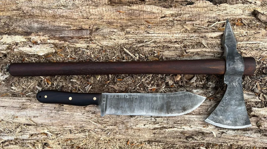 The BFK Hudson Bay Chopper can be teamed up with another period piece like a tomahawk.