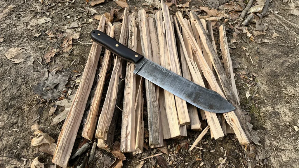 Splitting large amounts of kindling was a mainstay for this knife pattern and can still be called upon for modern camp needs.