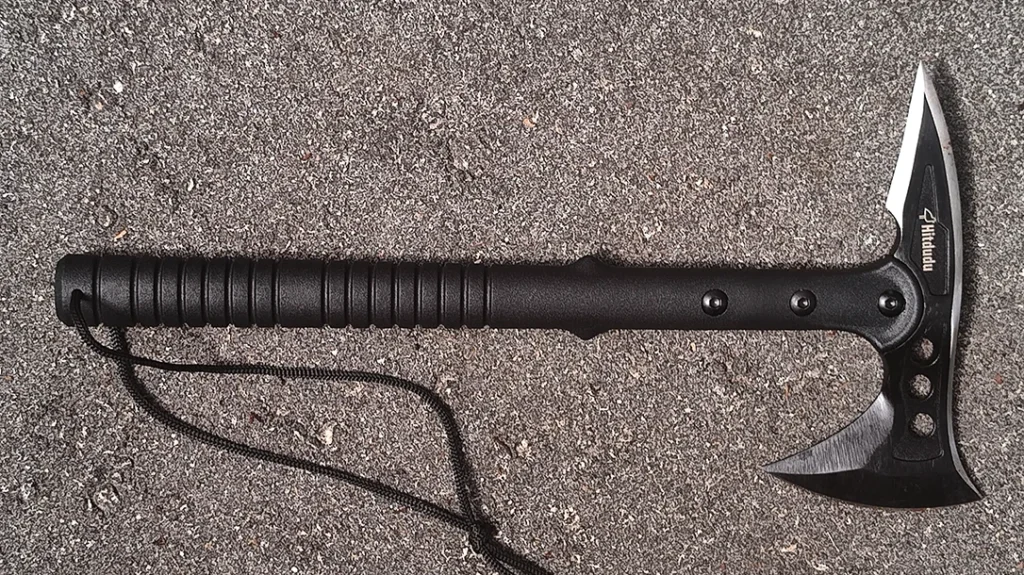 A cheap tactical tomahawk purchased on Amazon.
