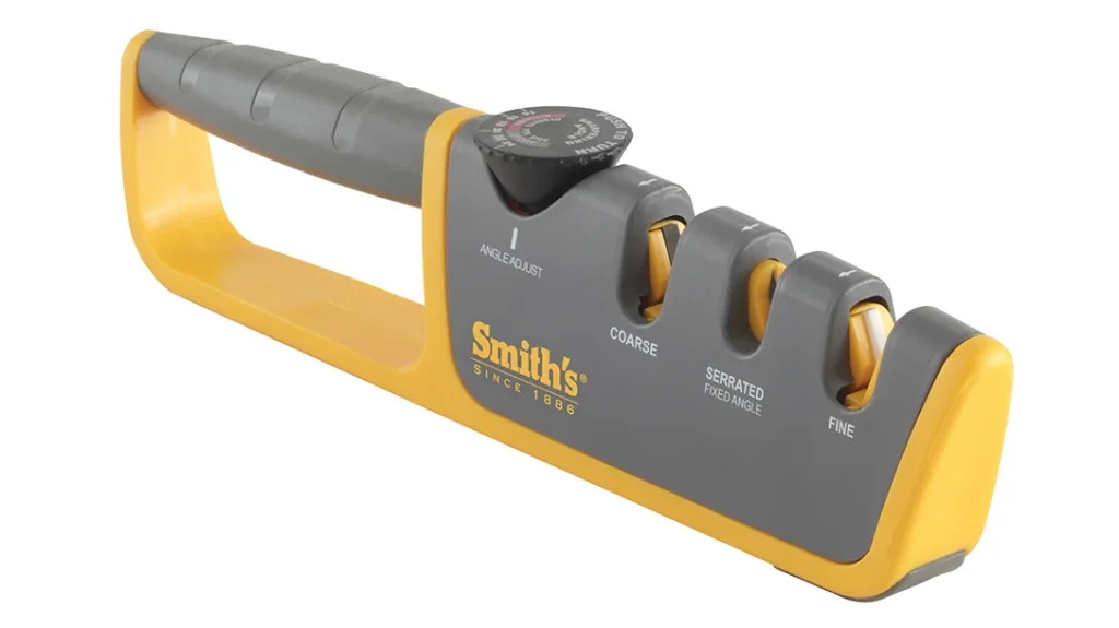 Portable Knife Sharpeners: Smith’s Adjustable Angle Pull-Through Knife Sharpener.