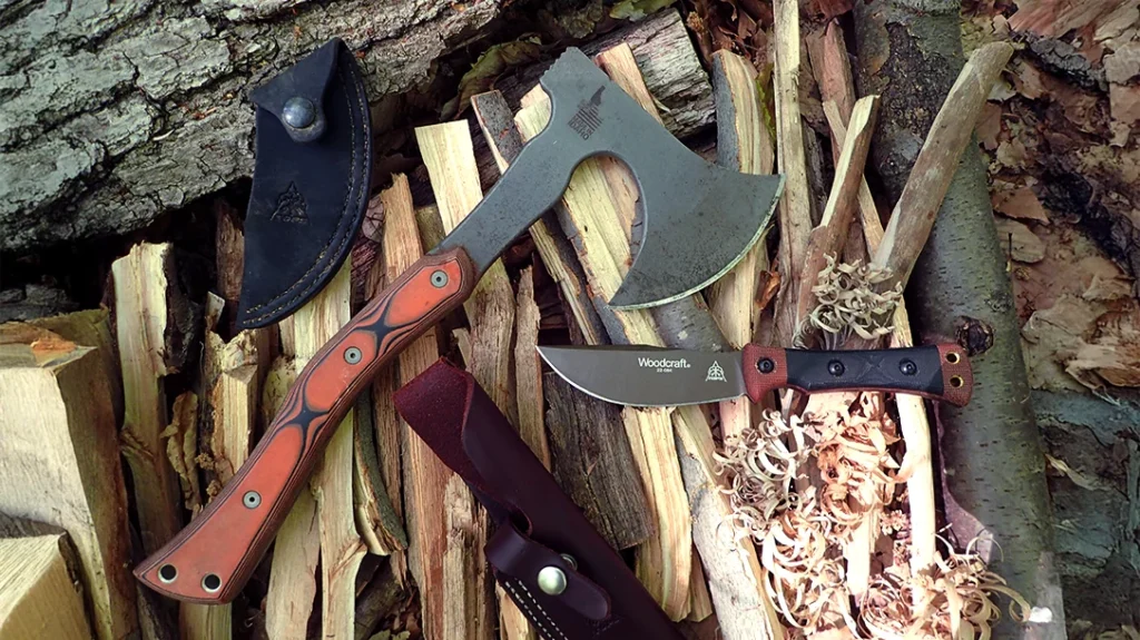 Preparing campfire wood was made easy with the TOPS Knives bushcraft Duo.