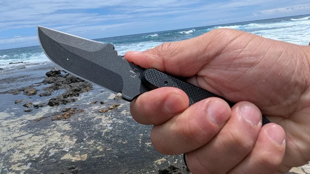 The Boker Plus Kagat feels great in a forward grip.