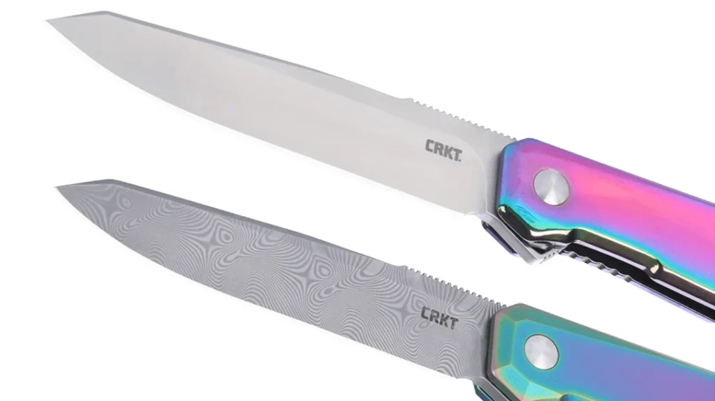 The limited-edition Iridescent CRKT Facet is available in two models: 12C27 and Damascus.