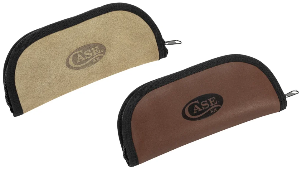 Knife Accessories: Case Knives Taupe Suede Leather Taco Pouch.