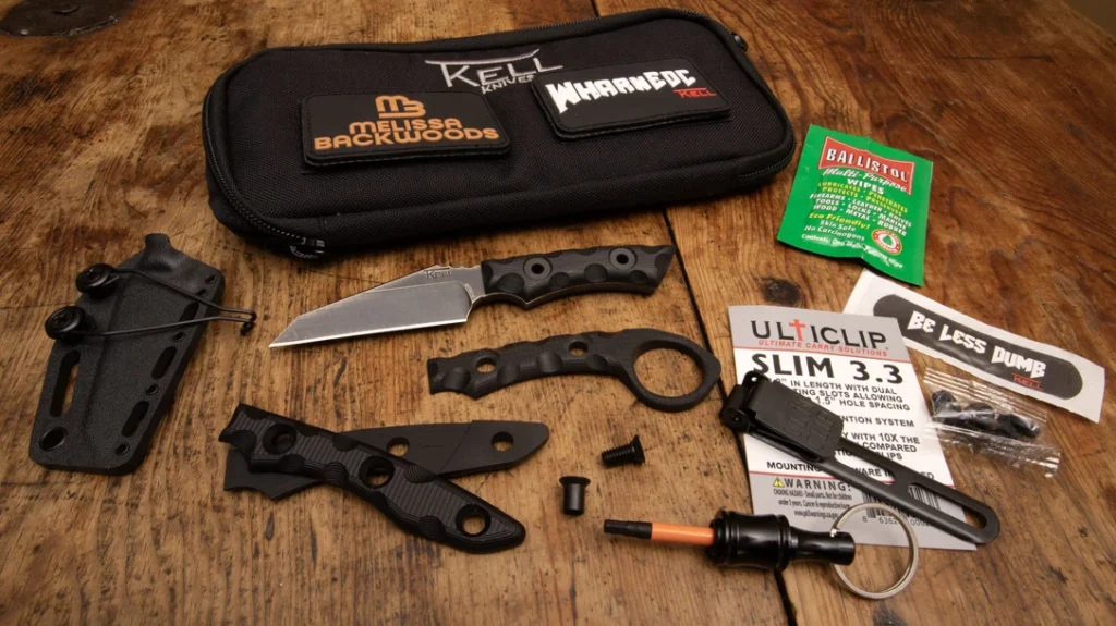 A collaboration between Melissa Backwoods and T.Kell Knives, the WharnEDC is a practical EDC cutting tool that comes with a great package of accessories.