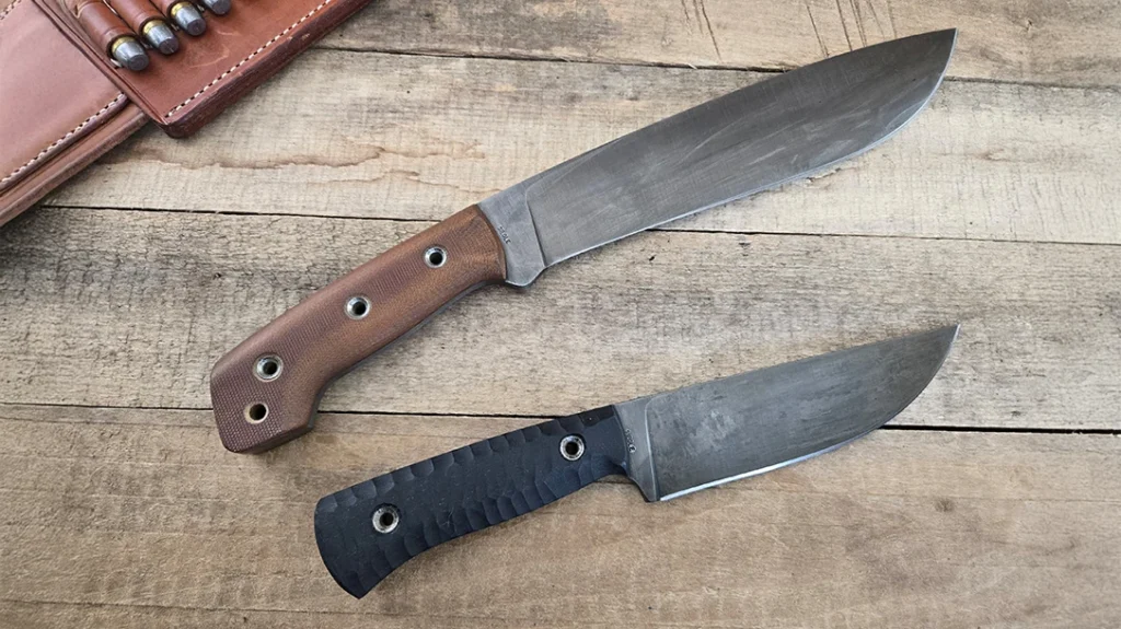 The two blades that the author got for testing were a Skyhawk Bolo and a Camp Knife.