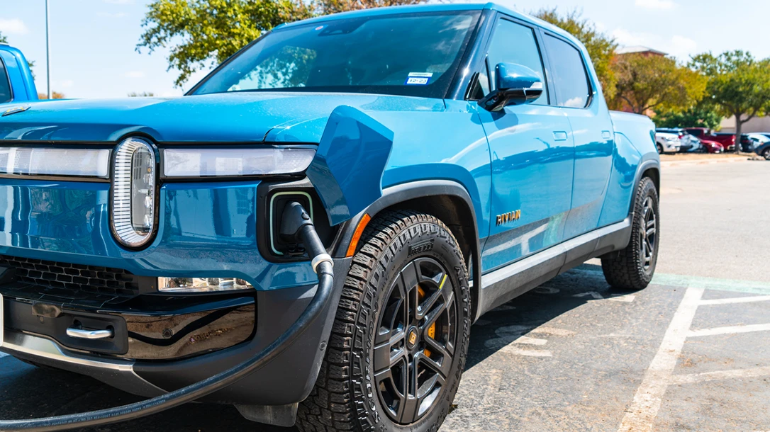 A Rivian electric truck capable of exploring the outdoors.