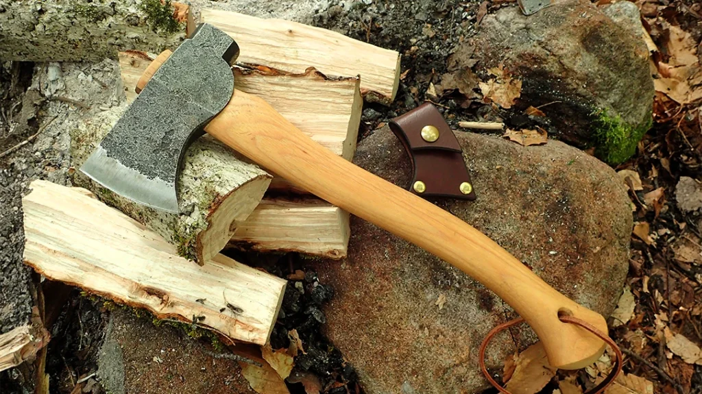 Splitting wood was a satisfying job with the Hoffman Trapper's Hatchet. Contact and chop splitting worked well from a kneeling position.