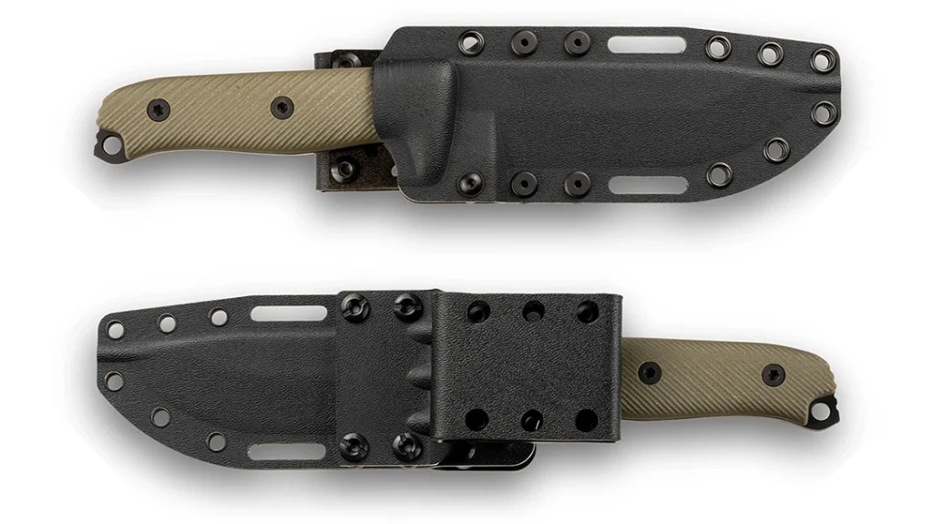 The sheath features a precision-molded, ambidextrous Kydex system, perfect for both lefties and righties—carry it in style!