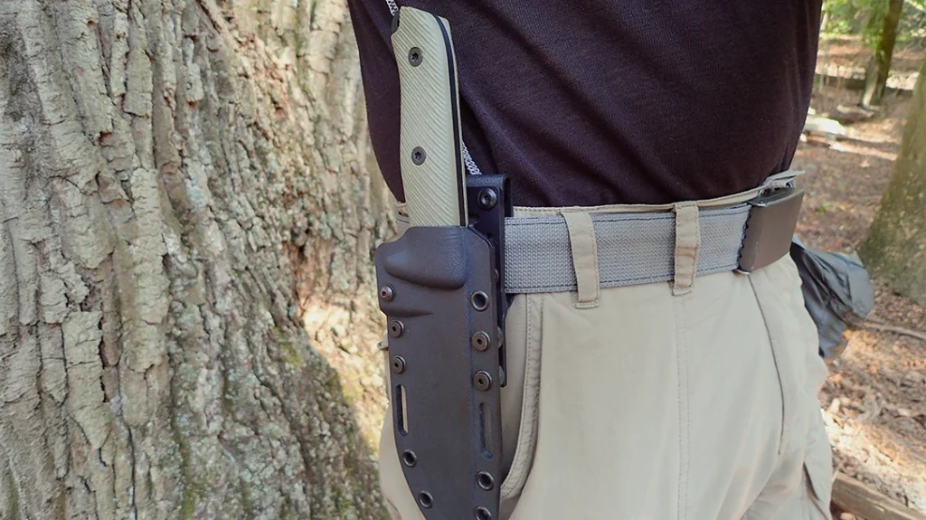 The sheath fit the author’s Wazoo Gear belt and was easy to attach and remove. The sheath was very tight and needed adjustments.