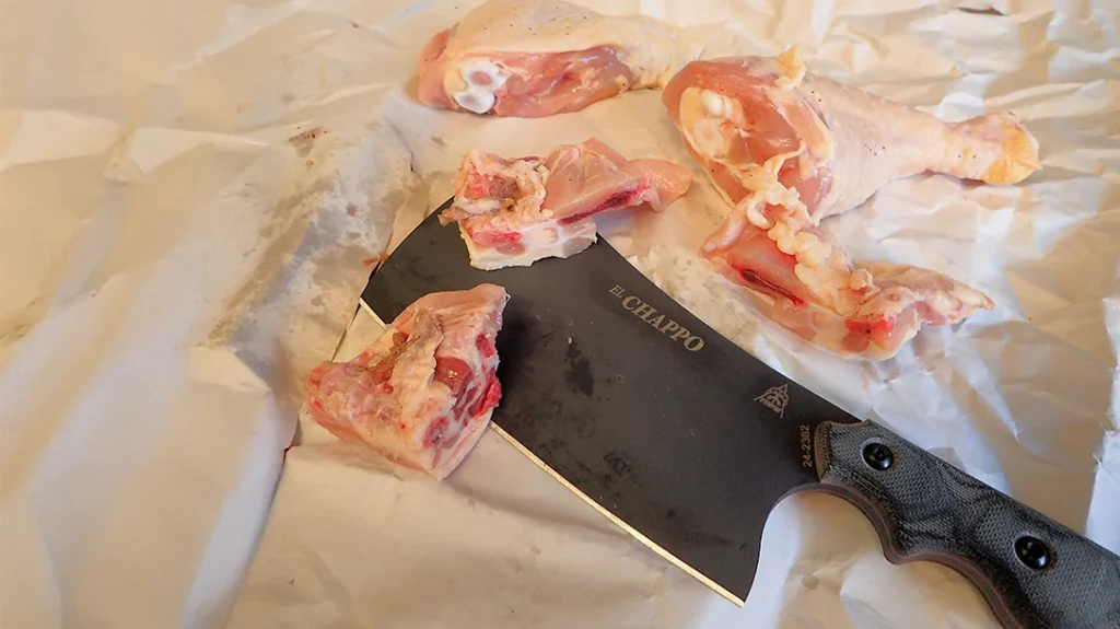 Chopping through bone was what the TOPS El Chappo is made for.