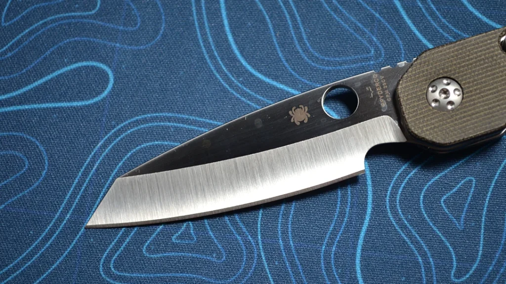 The reverse tanto blade profile is very slicey, especially when combined with a hollow ground edge.