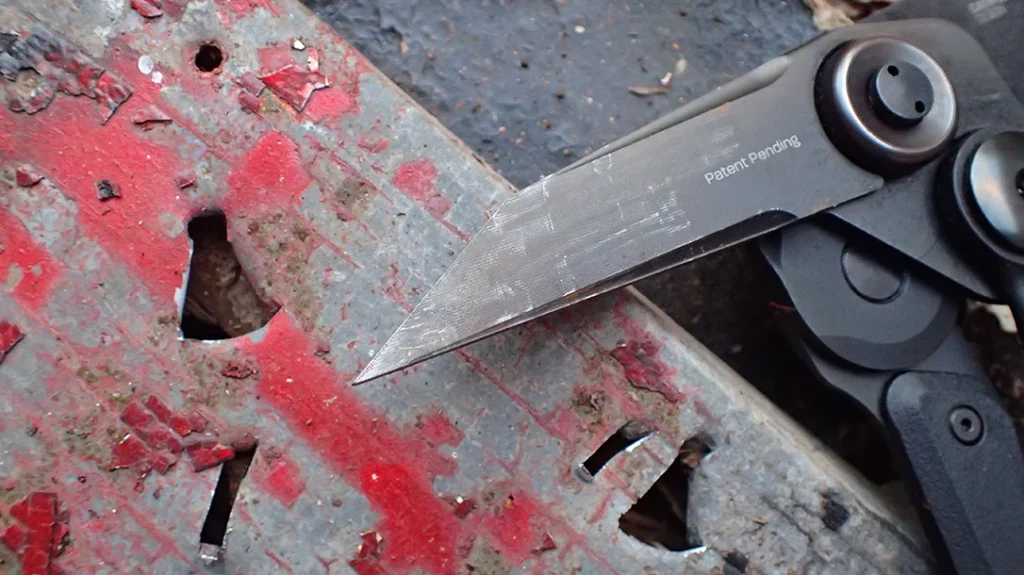 The spike wasn’t beveled, which gave it strength as the author plunged it into an old paint can.