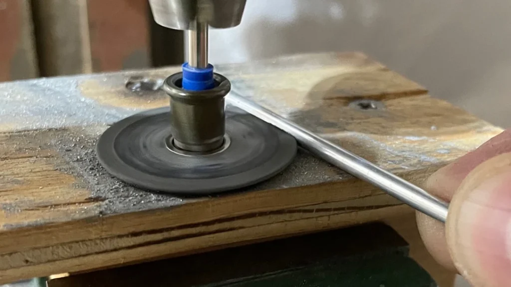 To slit the tubing, the author used a Dremel cutting disc chucked into a drill press.